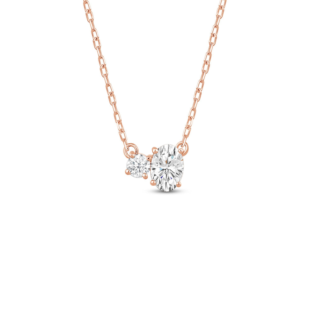 Duet Oval Necklace with 14KT Rose Gold / Lab / 1/2 Cut Diamond in 14KT Rose Gold / Lab / 1/2 view 1
