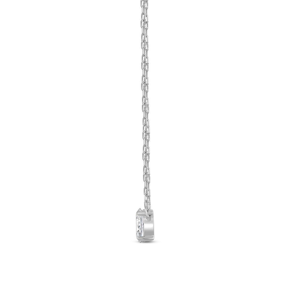Duet Oval Necklace with Sterling Silver / Lab / 1/2 Cut Diamond in 14KT Sterling Silver / Lab / 1/2 view 4
