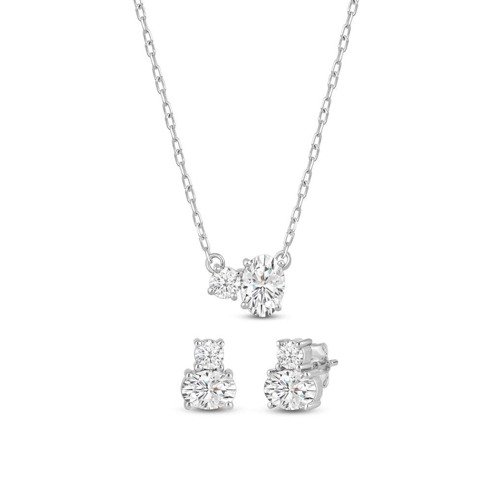 The Oval Toi et Moi Set with Sterling Silver / Lab / 1 Cut Diamond in 14KT Sterling Silver / Lab / 1 view 1
