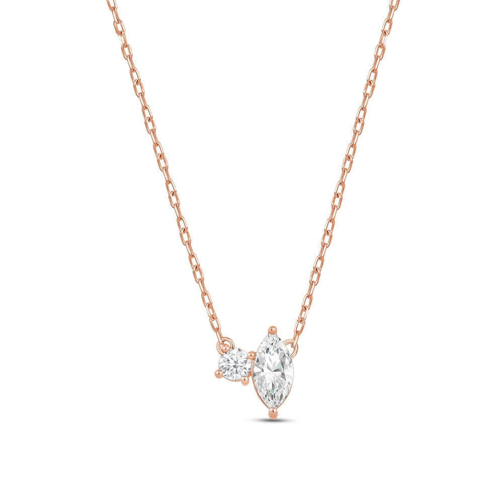 Duet Marquise Necklace with 14KT Rose Gold / Lab / 1/2 Cut Diamond in 14KT Rose Gold / Lab / 1/2 view 5
