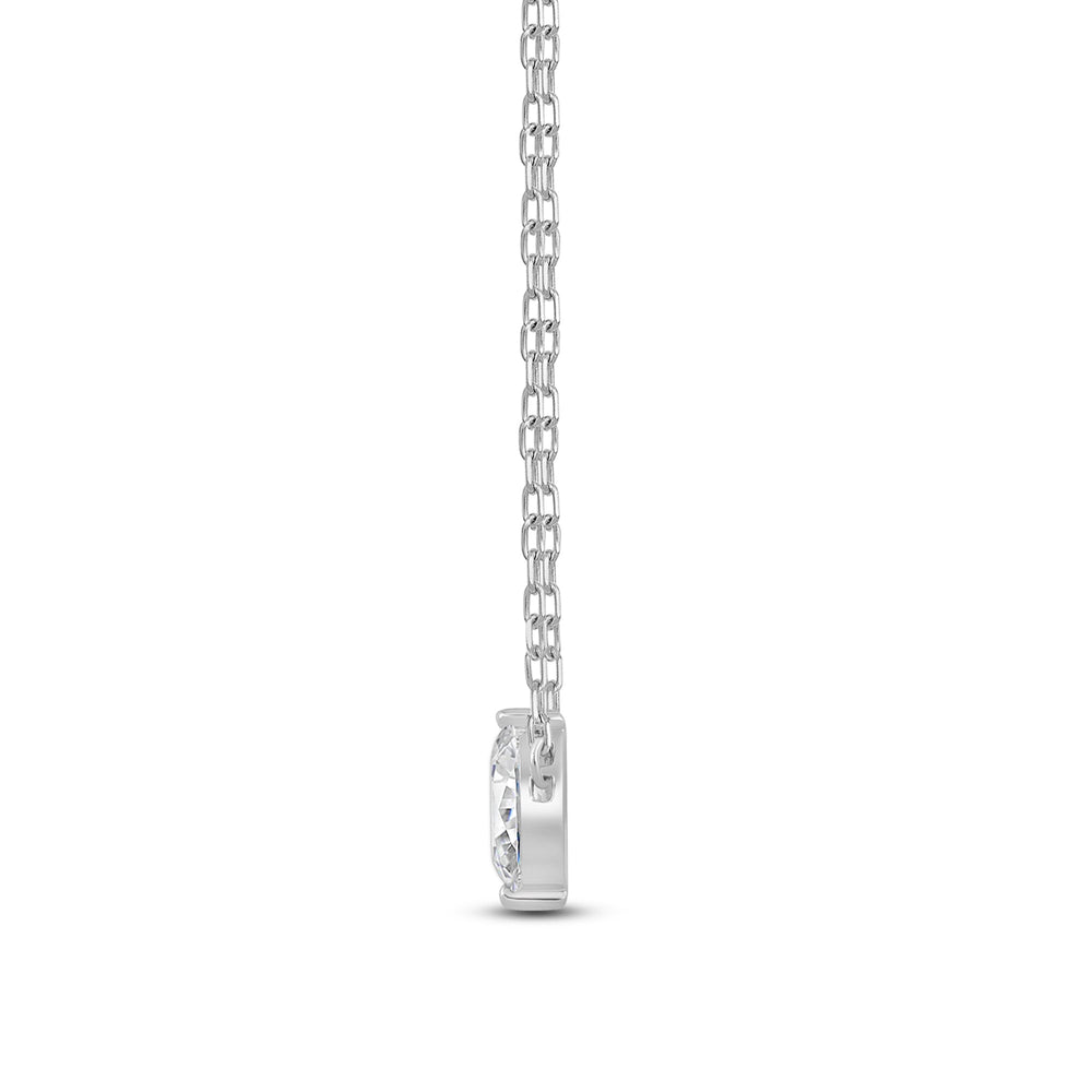 Duet Marquise Necklace with Sterling Silver / Lab / 1/2 Cut Diamond in 14KT Sterling Silver / Lab / 1/2 view 4
