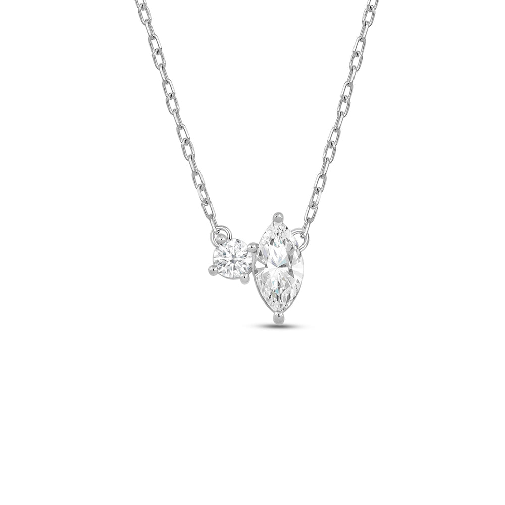 Duet Marquise Necklace with 14KT White Gold / Lab / 1/2 Cut Diamond in 14KT White Gold / Lab / 1/2 view 1
