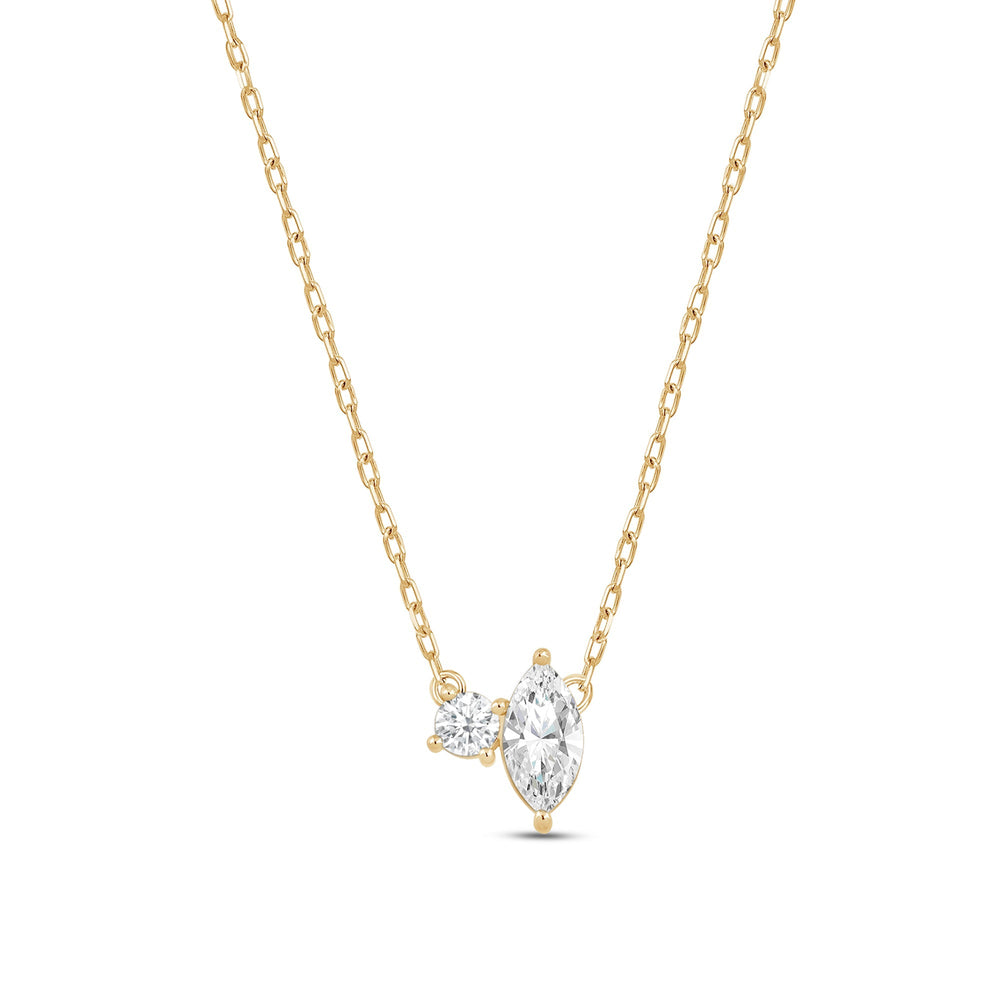 Duet Marquise Necklace with 14KT Yellow Gold / Lab / 1/2 Cut Diamond in 14KT Yellow Gold / Lab / 1/2 view 5
