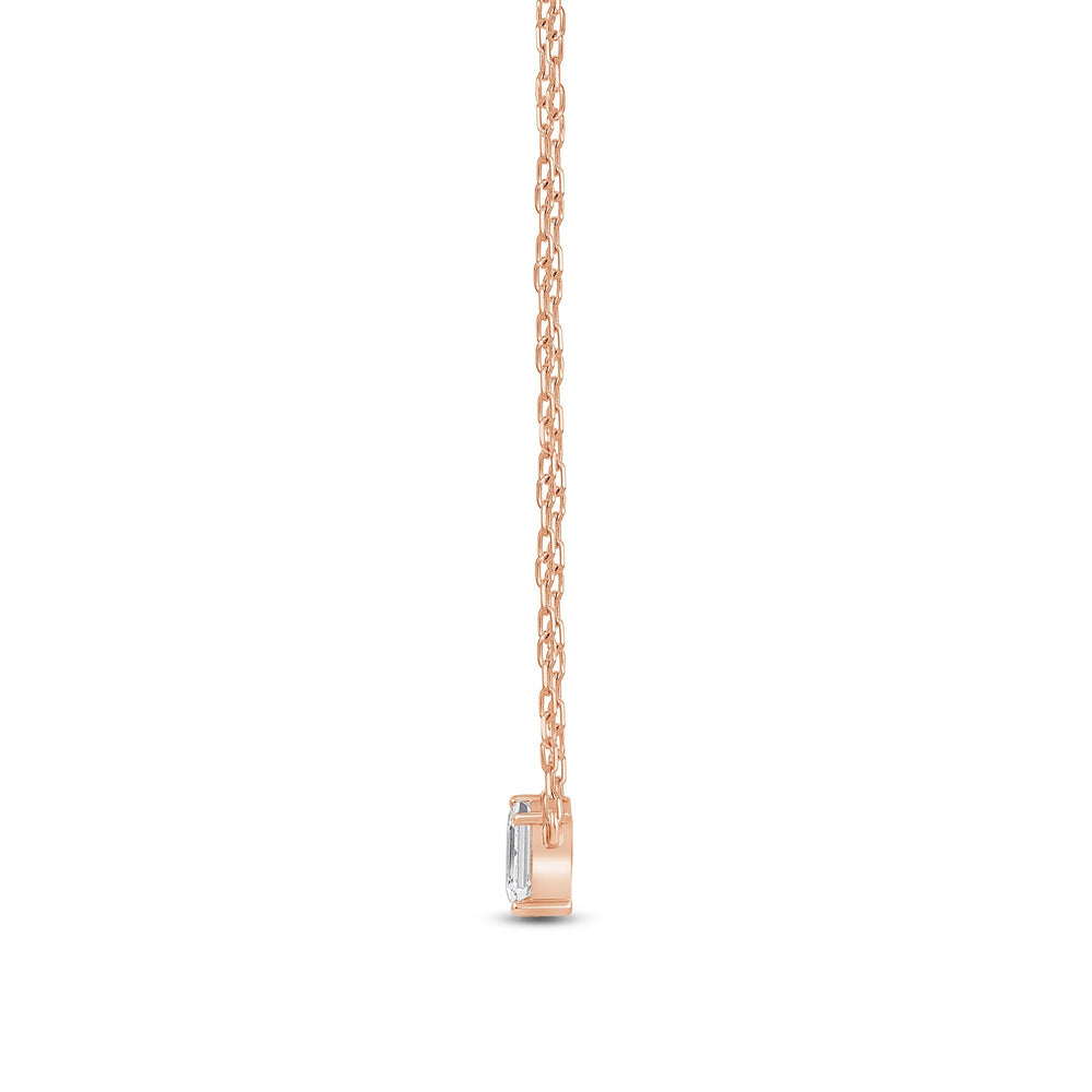 Duet Emerald Necklace with 14KT Rose Gold / Lab / 1/2 Cut Diamond in 14KT Rose Gold / Lab / 1/2 view 4
