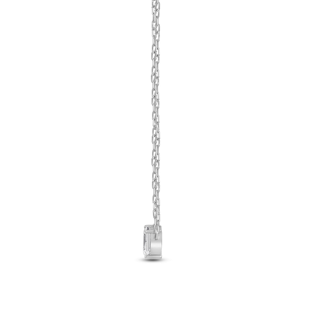 Duet Emerald Necklace with 14KT White Gold / Lab / 1/2 Cut Diamond in 14KT White Gold / Lab / 1/2 view 4
