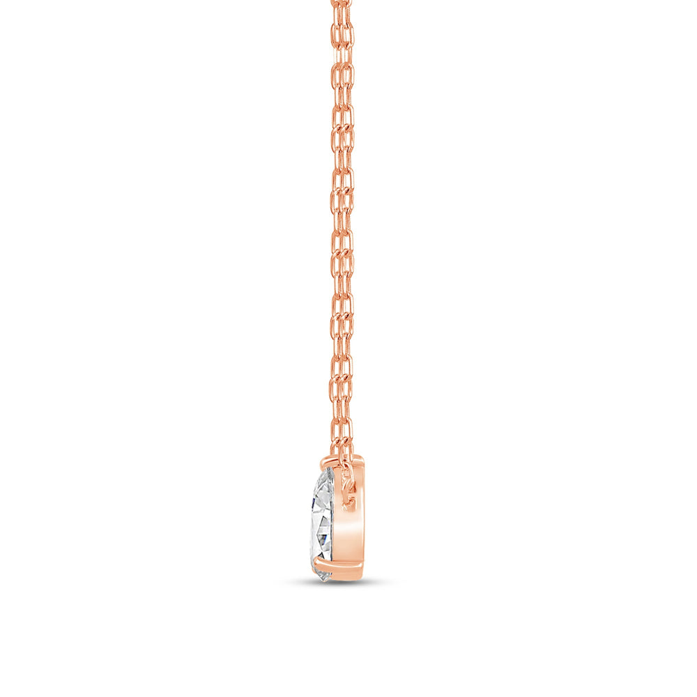 Duet Pear Necklace with 14KT Rose Gold / Lab / 1 Cut Diamond in 14KT Rose Gold / Lab / 1 view 4
