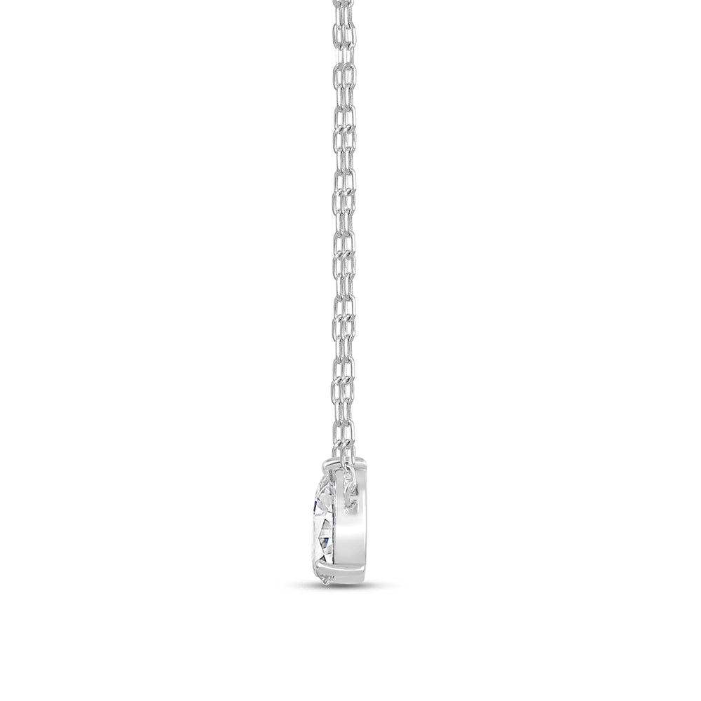 Duet Pear Necklace with Sterling Silver / Lab / 1 Cut Diamond in 14KT Sterling Silver / Lab / 1 view 4
