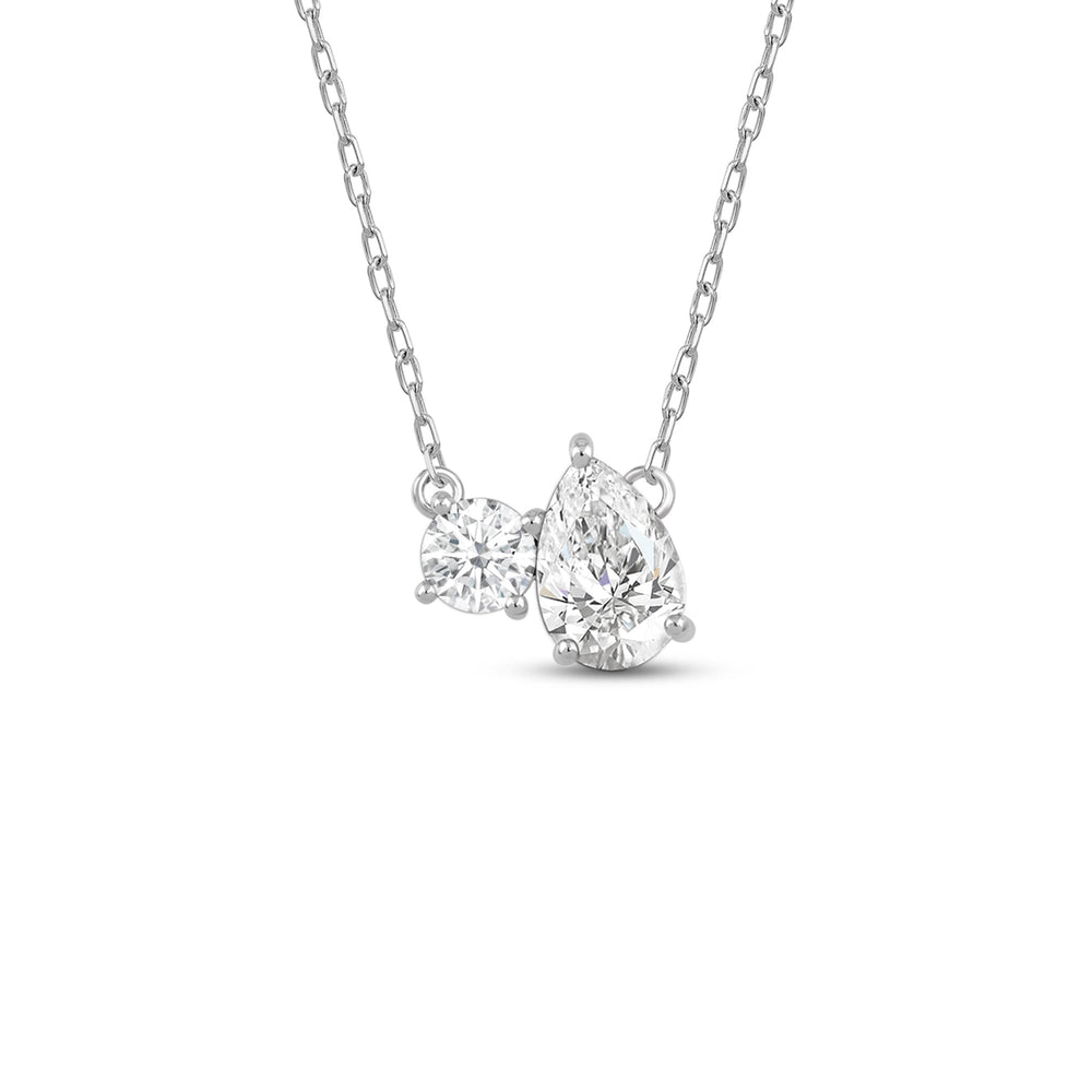 Duet Pear Necklace with Sterling Silver / Lab / 1 Cut Diamond in 14KT Sterling Silver / Lab / 1 view 1
