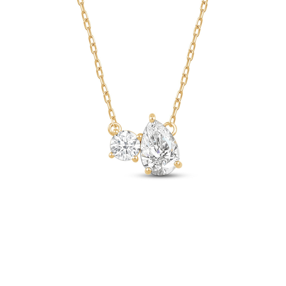 Duet Pear Necklace with 14KT Yellow Gold / Lab / 1 Cut Diamond in 14KT Yellow Gold / Lab / 1 view 1
