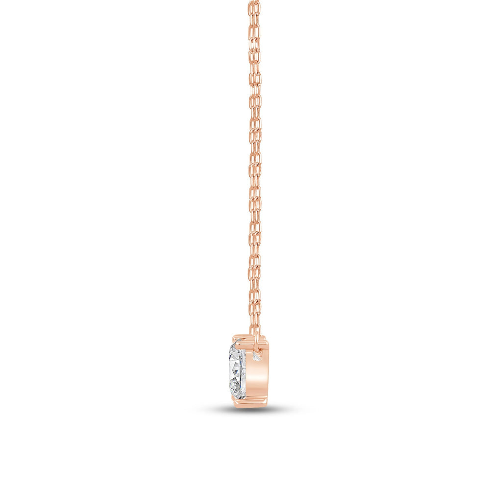 Duet Princess Necklace with 14KT Rose Gold / Lab / 1 Cut Diamond in 14KT Rose Gold / Lab / 1 view 4
