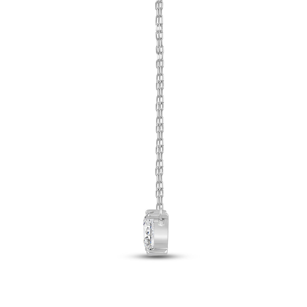 Duet Princess Necklace with Sterling Silver / Lab / 1 Cut Diamond in 14KT Sterling Silver / Lab / 1 view 4
