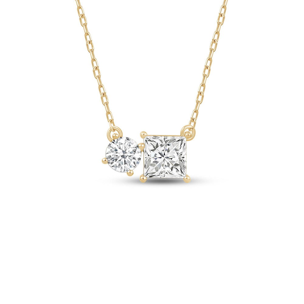 Duet Princess Necklace with 14KT Yellow Gold / Lab / 1 Cut Diamond in 14KT Yellow Gold / Lab / 1 view 1
