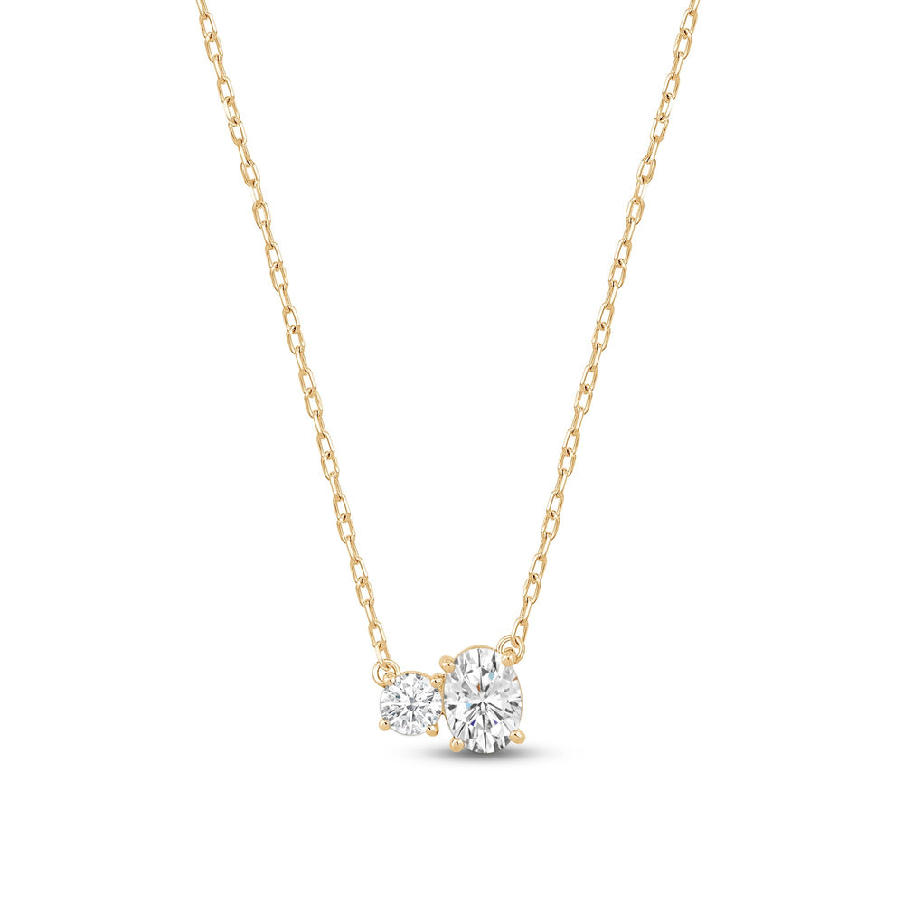 Duet Oval Necklace with 14KT Yellow Gold / Lab / 1 Cut Diamond in 14KT Yellow Gold / Lab / 1 view 4
