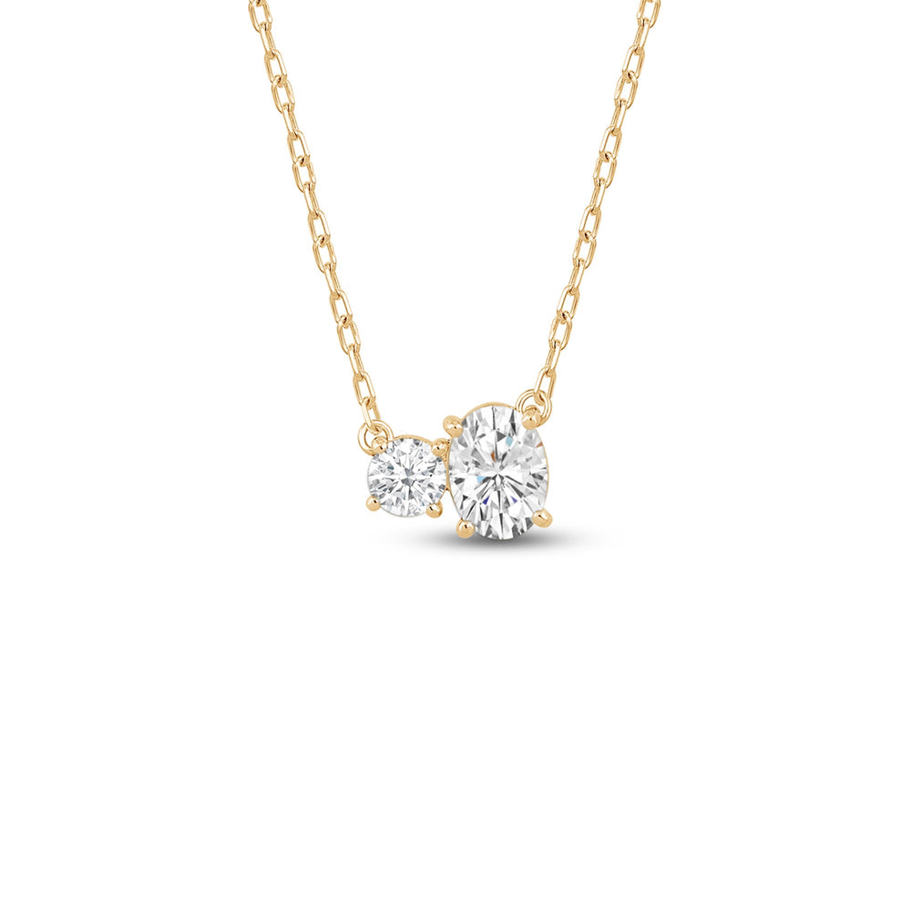 Duet Oval Necklace with 14KT Yellow Gold / Lab / 1 Cut Diamond in 14KT Yellow Gold / Lab / 1 view 1
