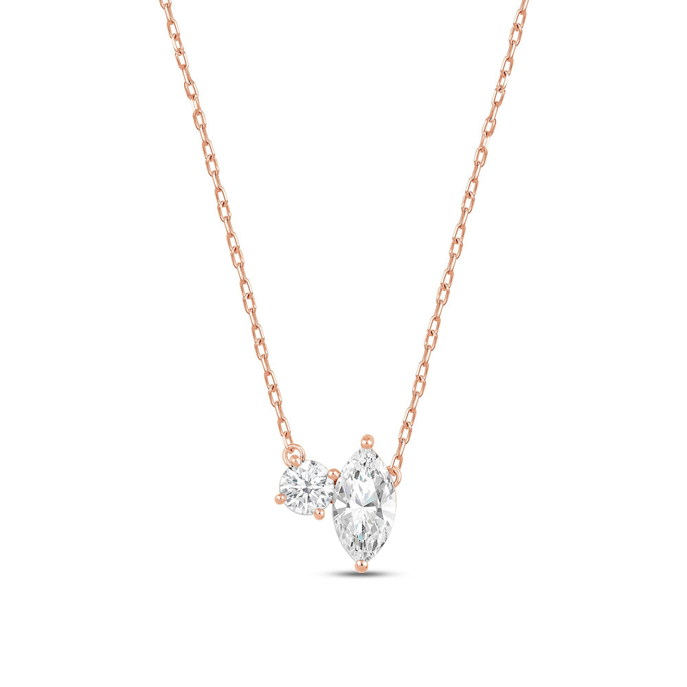 Duet Marquise Necklace with 14KT Rose Gold / Lab / 1 Cut Diamond in 14KT Rose Gold / Lab / 1 view 5
