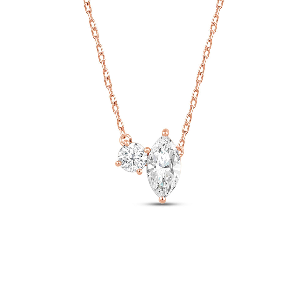 Duet Marquise Necklace with 14KT Rose Gold / Lab / 1 Cut Diamond in 14KT Rose Gold / Lab / 1 view 1

