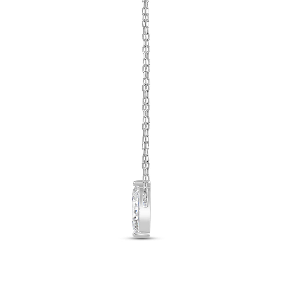 Duet Marquise Necklace with Sterling Silver / Lab / 1 Cut Diamond in 14KT Sterling Silver / Lab / 1 view 4
