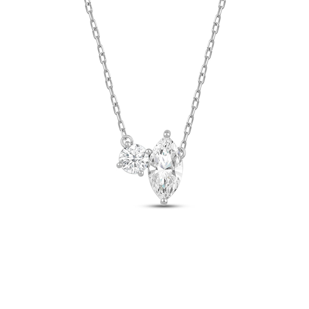 Duet Marquise Necklace with Sterling Silver / Lab / 1 Cut Diamond in 14KT Sterling Silver / Lab / 1 view 1

