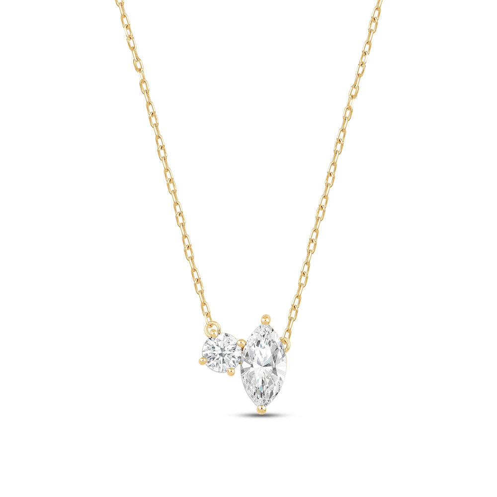 Duet Marquise Necklace with 14KT Yellow Gold / Lab / 1 Cut Diamond in 14KT Yellow Gold / Lab / 1 view 5
