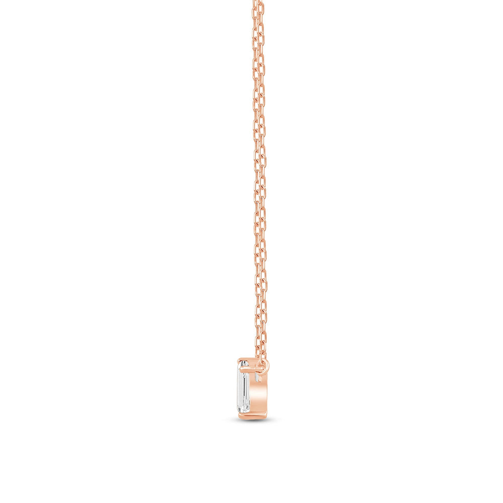 Duet Emerald Necklace with 14KT Rose Gold / Lab / 1 Cut Diamond in 14KT Rose Gold / Lab / 1 view 4
