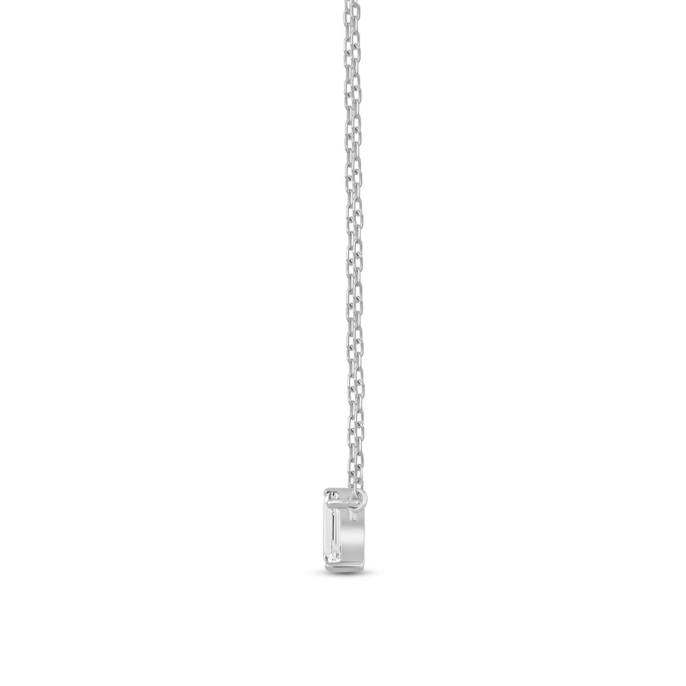 Duet Emerald Necklace with Sterling Silver / Lab / 1 Cut Diamond in 14KT Sterling Silver / Lab / 1 view 4
