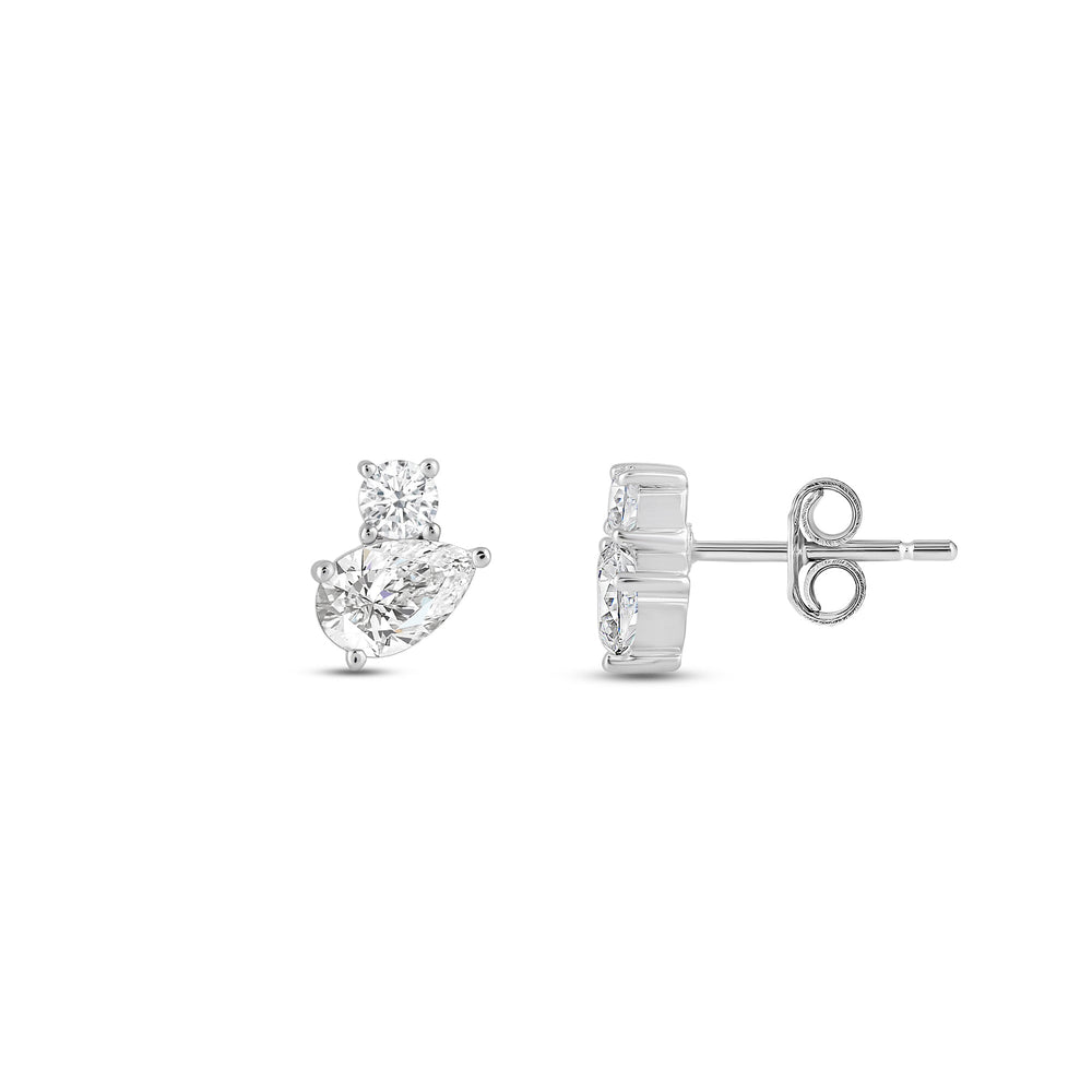Duet Pear Earrings with 14KT White Gold / Lab / 1/2 Cut Diamond in 14KT White Gold / Lab / 1/2 view 5
