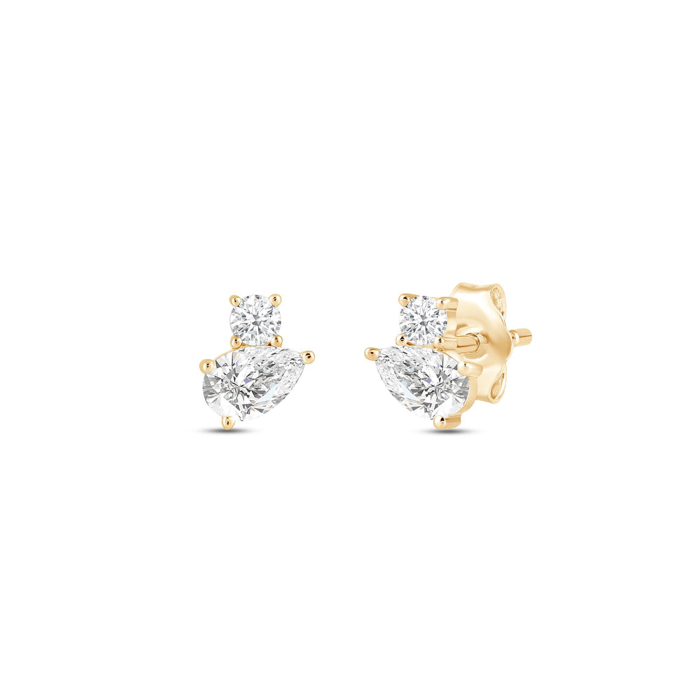 Duet Pear Earrings with 14KT Yellow Gold / Lab / 1/2 Cut Diamond in 14KT Yellow Gold / Lab / 1/2 view 1
