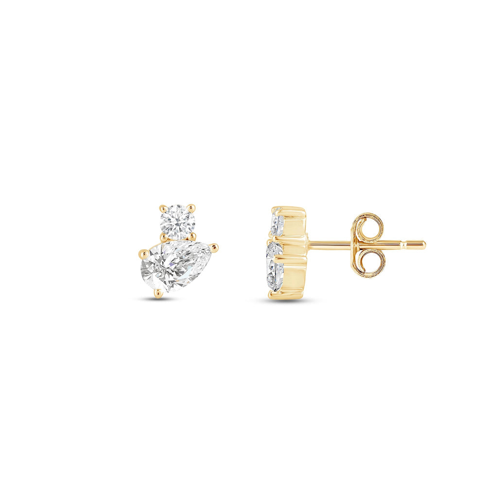 Duet Pear Earrings with 14KT Yellow Gold / Lab / 1/2 Cut Diamond in 14KT Yellow Gold / Lab / 1/2 view 5
