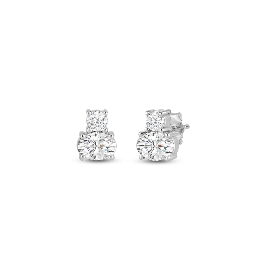 The Oval Toi et Moi Set with Sterling Silver / Lab / 1 Cut Diamond in 14KT Sterling Silver / Lab / 1 view 4
