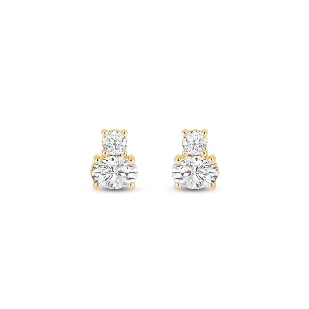 Duet Oval Earrings with 14KT Yellow Gold / Lab / 1/2 Cut Diamond in 14KT Yellow Gold / Lab / 1/2 view 4
