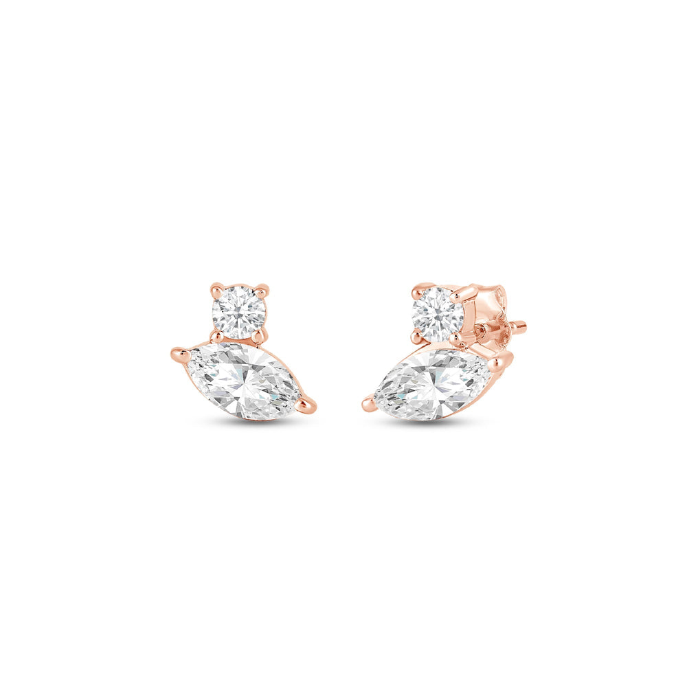 Duet Marquise Earrings with 14KT Rose Gold / Lab / 1/2 Cut Diamond in 14KT Rose Gold / Lab / 1/2 view 1
