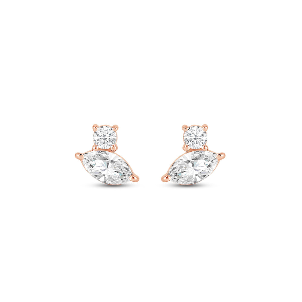Duet Marquise Earrings with 14KT Rose Gold / Lab / 1/2 Cut Diamond in 14KT Rose Gold / Lab / 1/2 view 4
