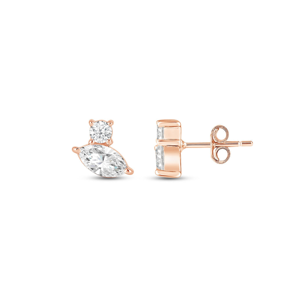 Duet Marquise Earrings with 14KT Rose Gold / Lab / 1/2 Cut Diamond in 14KT Rose Gold / Lab / 1/2 view 5
