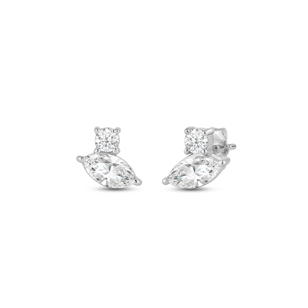 Duet Marquise Earrings with 14KT White Gold / Lab / 1/2 Cut Diamond in 14KT White Gold / Lab / 1/2 view 1
