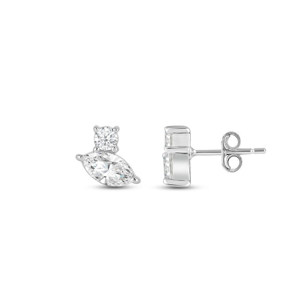 Duet Marquise Earrings with 14KT White Gold / Lab / 1/2 Cut Diamond in 14KT White Gold / Lab / 1/2 view 5
