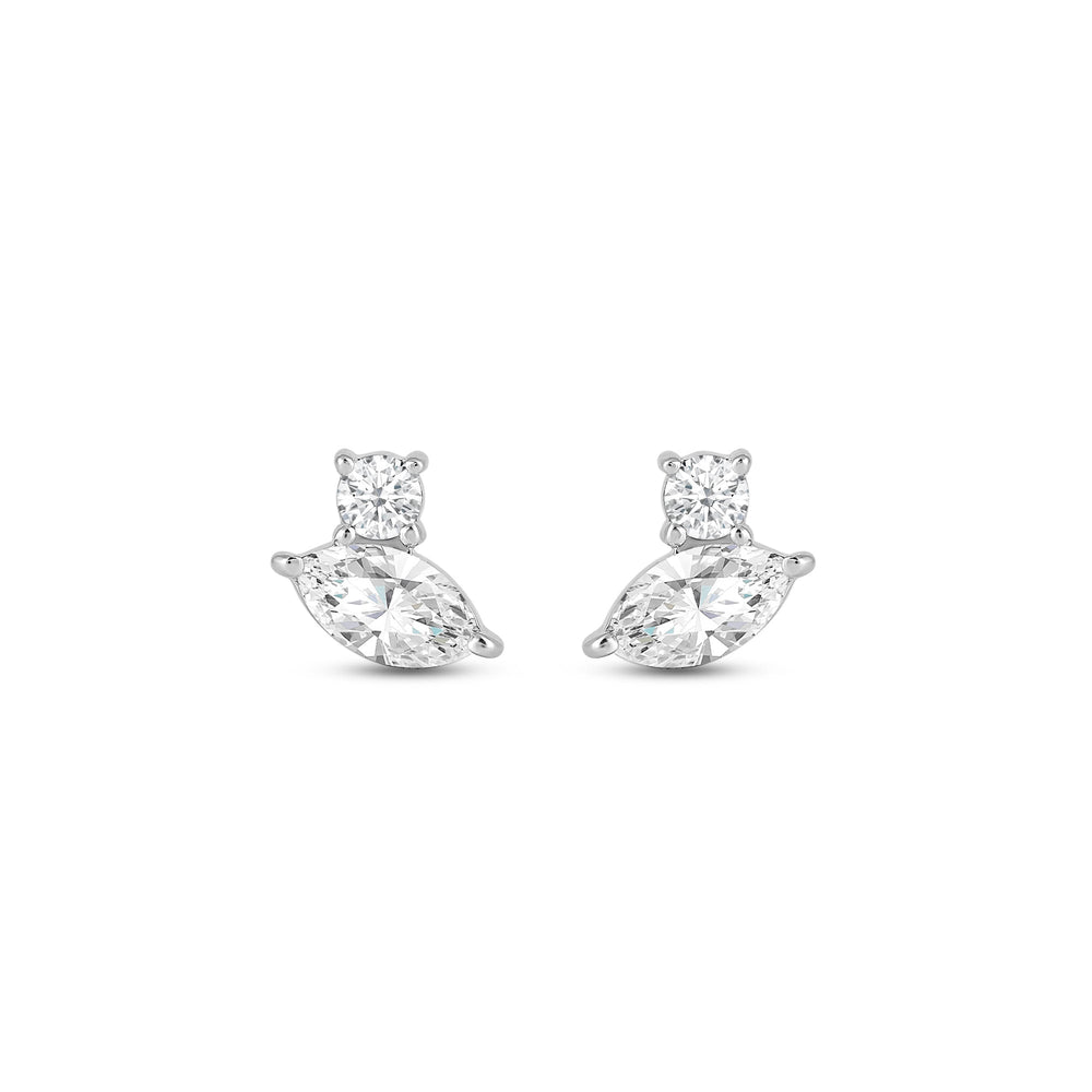 Duet Marquise Earrings with Sterling Silver / Lab / 1/2 Cut Diamond in 14KT Sterling Silver / Lab / 1/2 view 4
