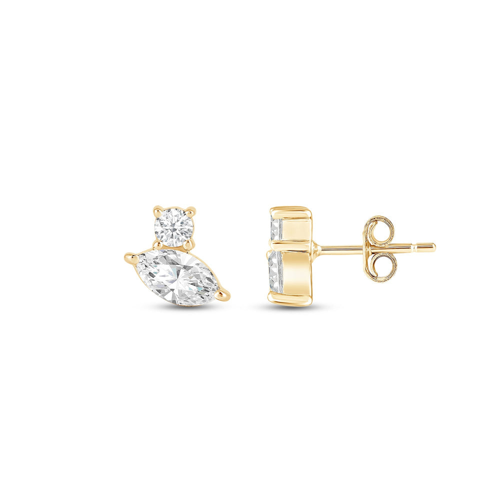 Duet Marquise Earrings with 14KT Yellow Gold / Lab / 1/2 Cut Diamond in 14KT Yellow Gold / Lab / 1/2 view 5
