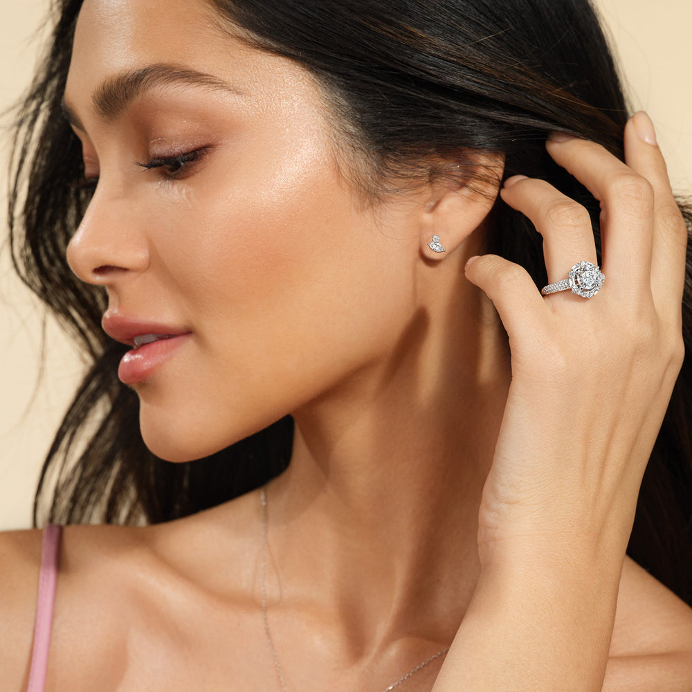 Duet Marquise Earrings with 14KT Yellow Gold / Lab / 1/2 Cut Diamond in 14KT Yellow Gold / Lab / 1/2 view 2
