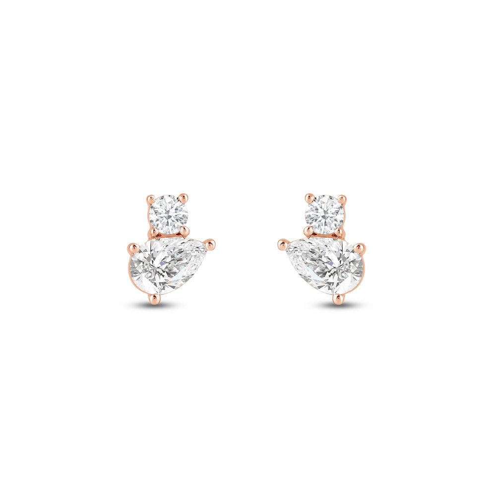 Duet Pear Earrings with 14KT Rose Gold / Lab / 1 Cut Diamond in 14KT Rose Gold / Lab / 1 view 4
