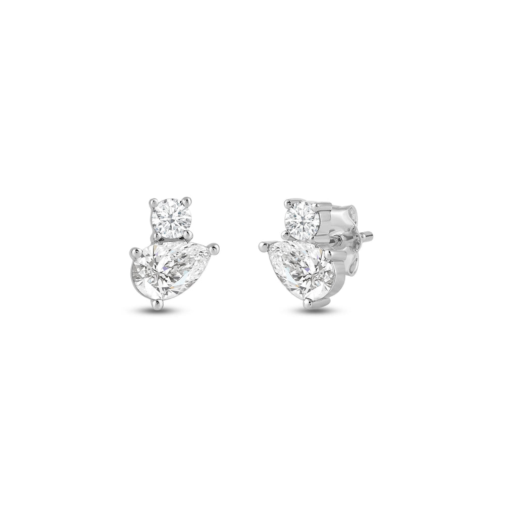 Duet Pear Earrings with Sterling Silver / Lab / 1 Cut Diamond in 14KT Sterling Silver / Lab / 1 view 1
