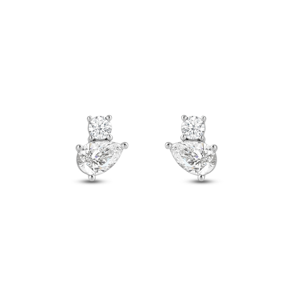 Duet Pear Earrings with Sterling Silver / Lab / 1 Cut Diamond in 14KT Sterling Silver / Lab / 1 view 4
