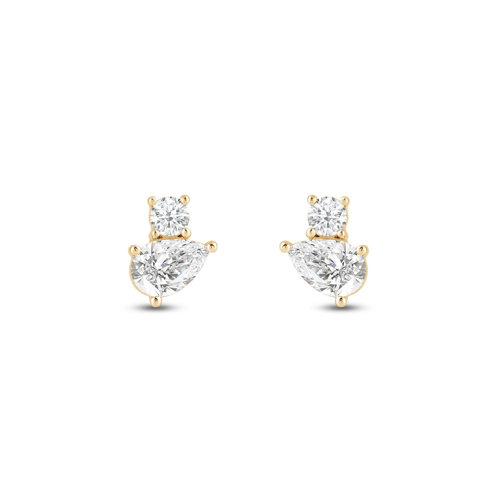 Duet Pear Earrings with 14KT Yellow Gold / Lab / 1 Cut Diamond in 14KT Yellow Gold / Lab / 1 view 4
