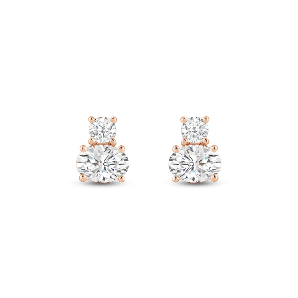 Duet Oval Earrings with 14KT Rose Gold / Lab / 1 Cut Diamond in 14KT Rose Gold / Lab / 1 view 4
