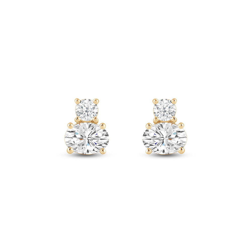 Duet Oval Earrings with 14KT Yellow Gold / Lab / 1 Cut Diamond in 14KT Yellow Gold / Lab / 1 view 4
