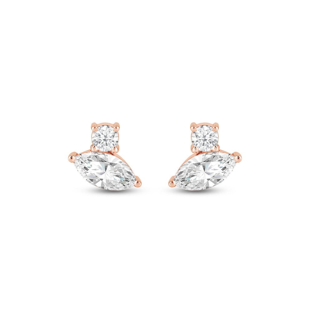 Duet Marquise Earrings with 14KT Rose Gold / Lab / 1 Cut Diamond in 14KT Rose Gold / Lab / 1 view 4
