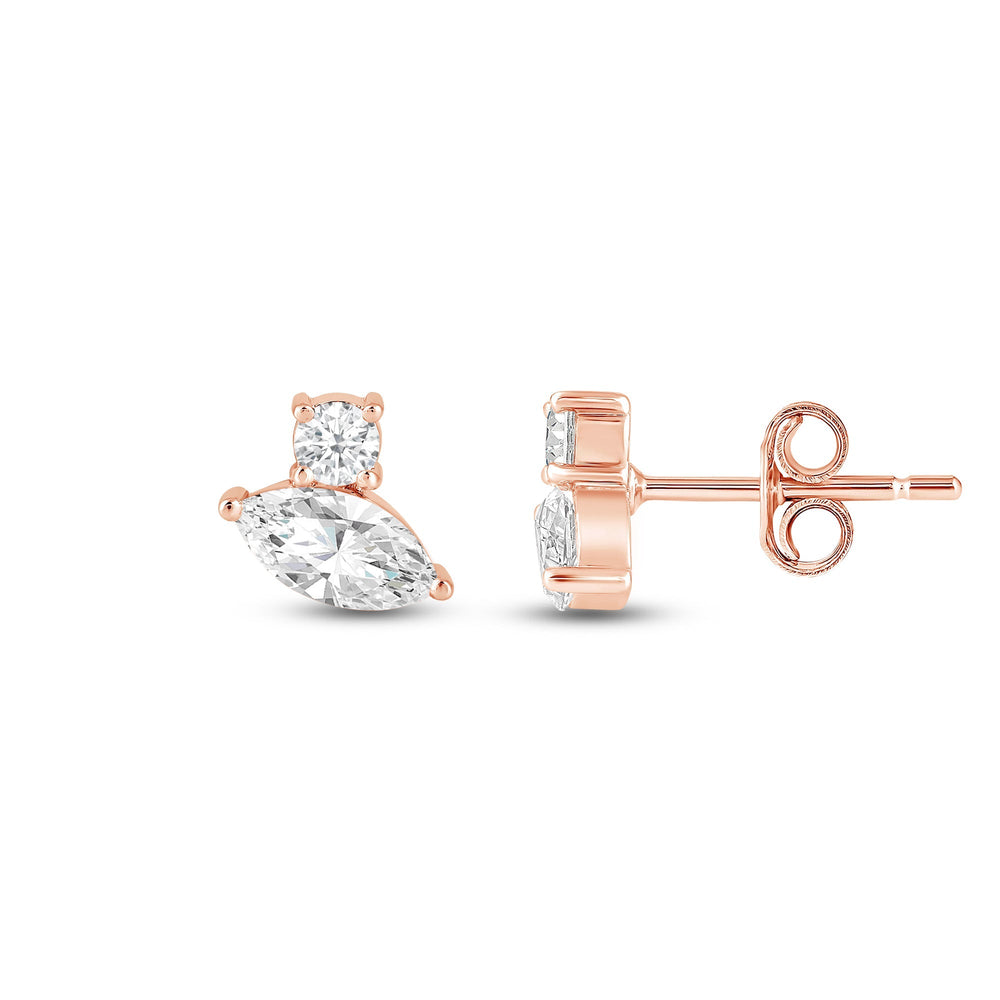 Duet Marquise Earrings with 14KT Rose Gold / Lab / 1 Cut Diamond in 14KT Rose Gold / Lab / 1 view 5
