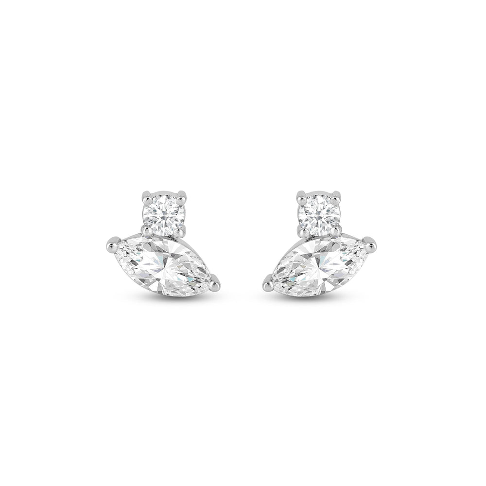 Duet Marquise Earrings with 14KT White Gold / Lab / 1 Cut Diamond in 14KT White Gold / Lab / 1 view 4
