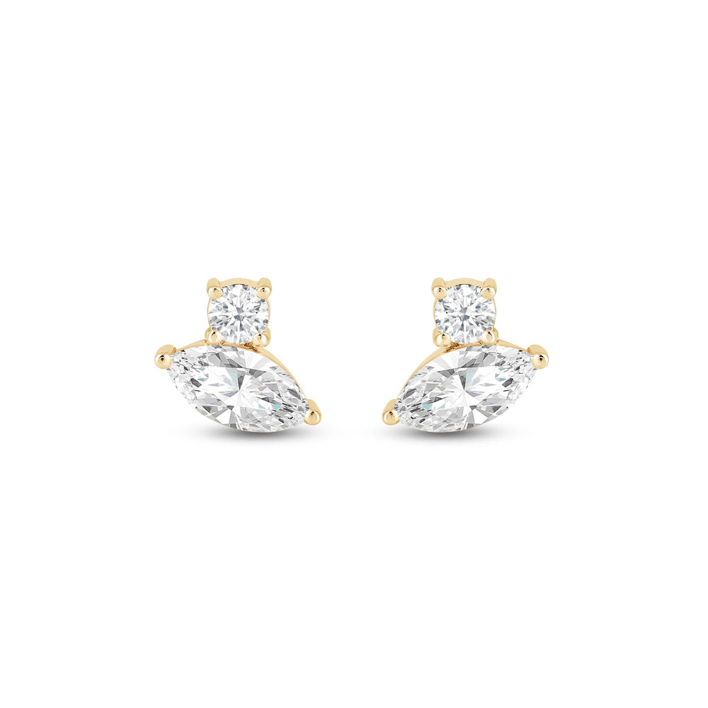 Duet Marquise Earrings with 14KT Yellow Gold / Lab / 1 Cut Diamond in 14KT Yellow Gold / Lab / 1 view 4
