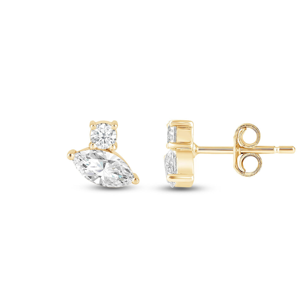 Duet Marquise Earrings with 14KT Yellow Gold / Lab / 1 Cut Diamond in 14KT Yellow Gold / Lab / 1 view 5
