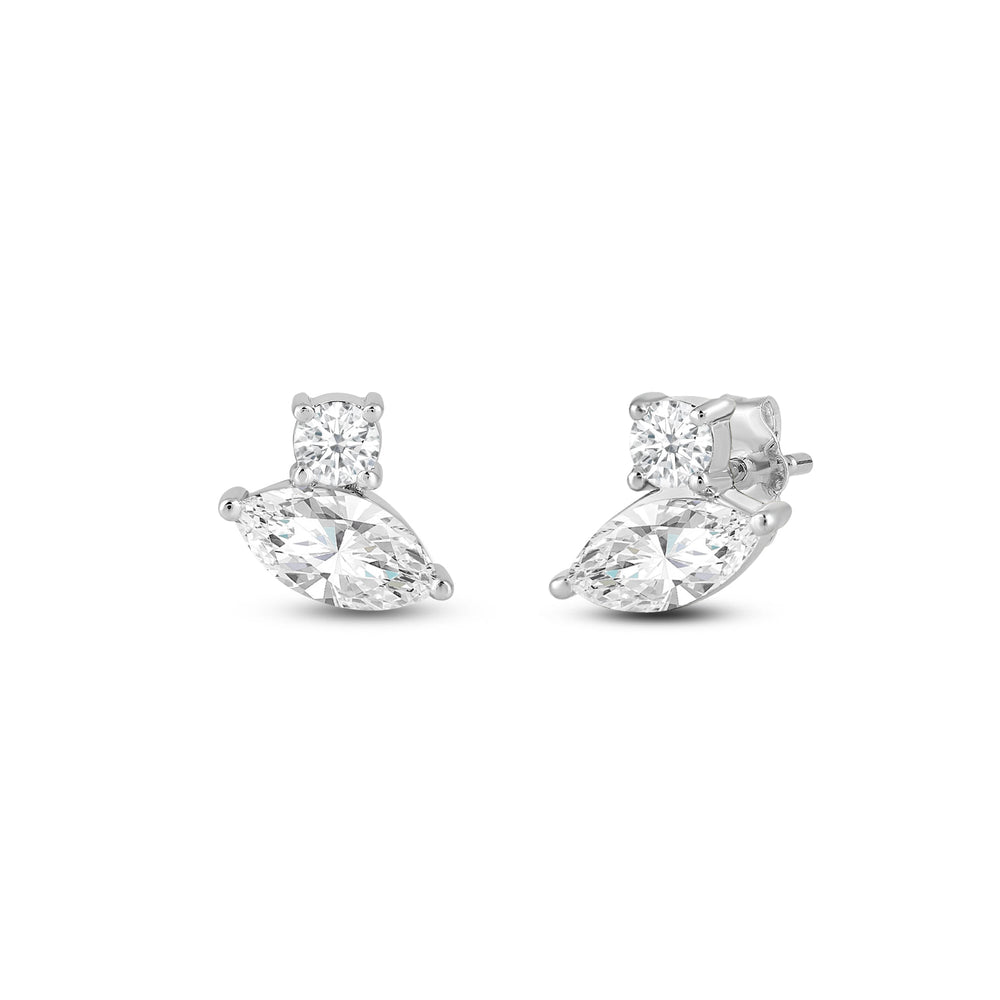 Duet Marquise Earrings with Sterling Silver / Lab / 1 Cut Diamond in 14KT Sterling Silver / Lab / 1 view 1
